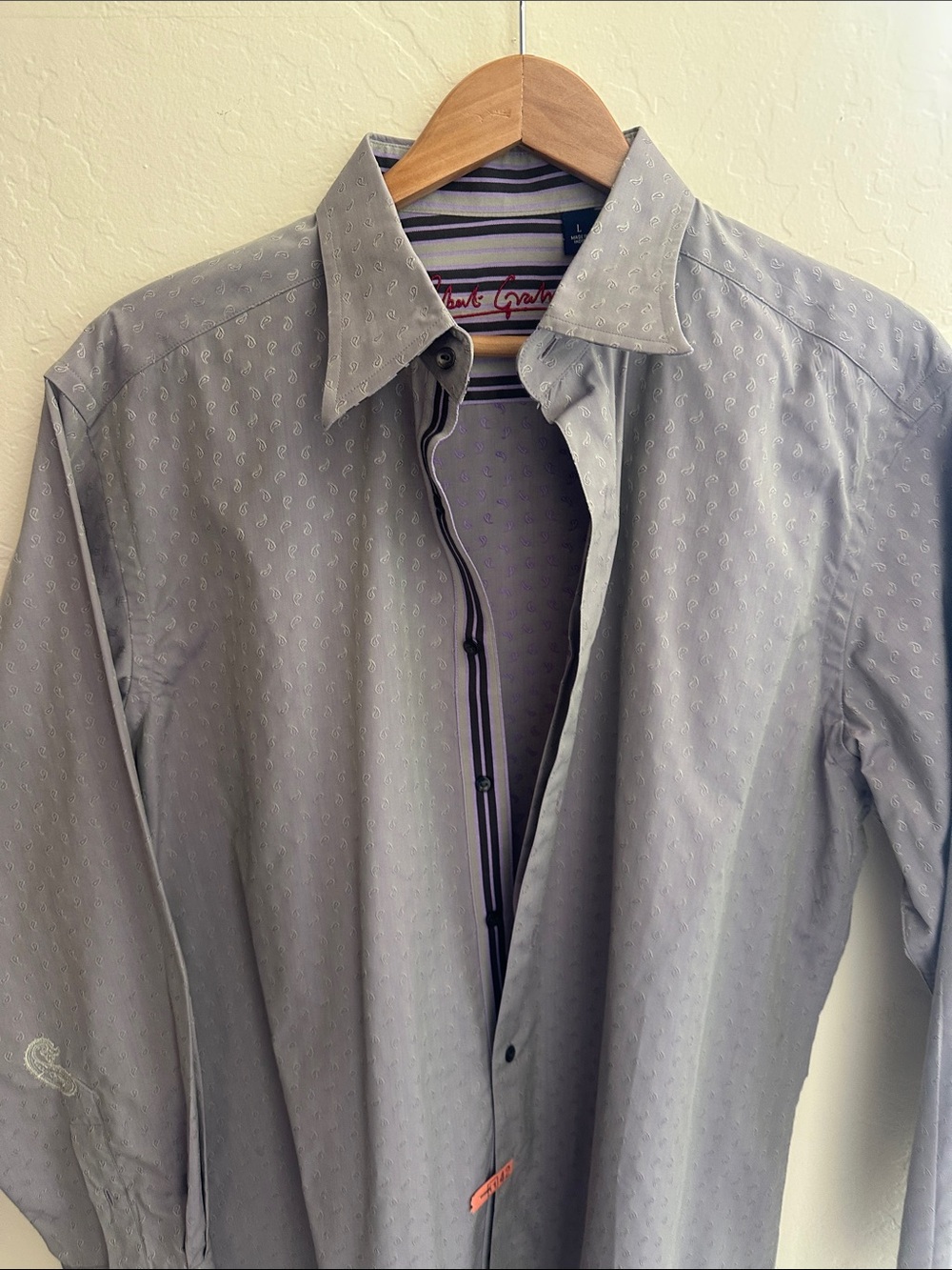 Robert Graham Light Gray Paisley-Print Button-Down Shirt